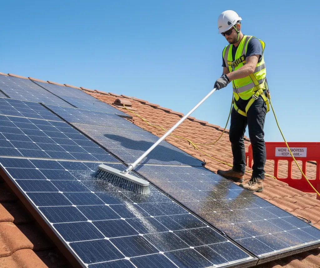 How to clean solar panels safely with proper tools and safety gear for effective solar panel cleaning