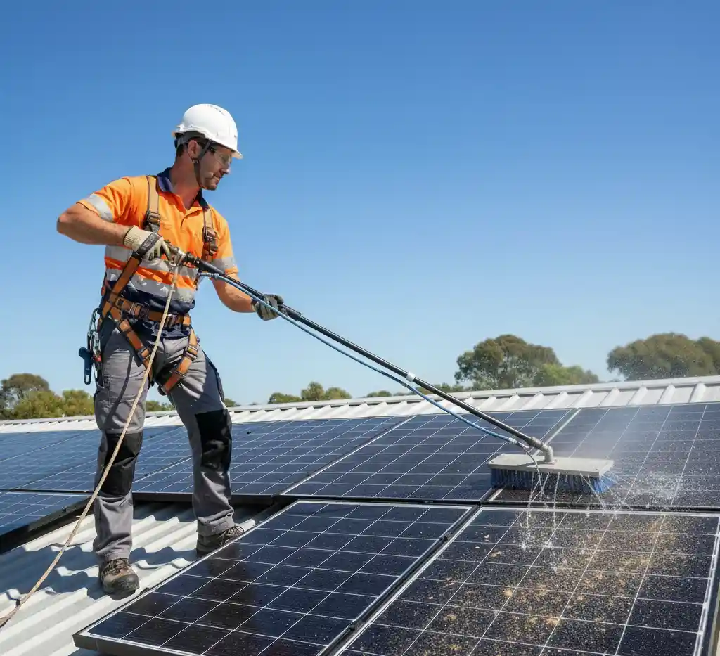 Different types of solar panel cleaning brushes used for safe and effective solar panel maintenance.