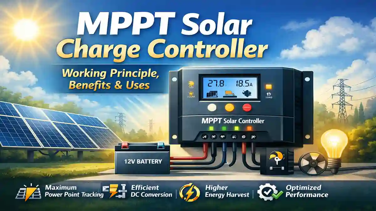 MPPT solar charge controller maximizing solar power efficiency for DC, inverter-less, and battery-less solar systems in schools, offices, clinics, and off-grid applications