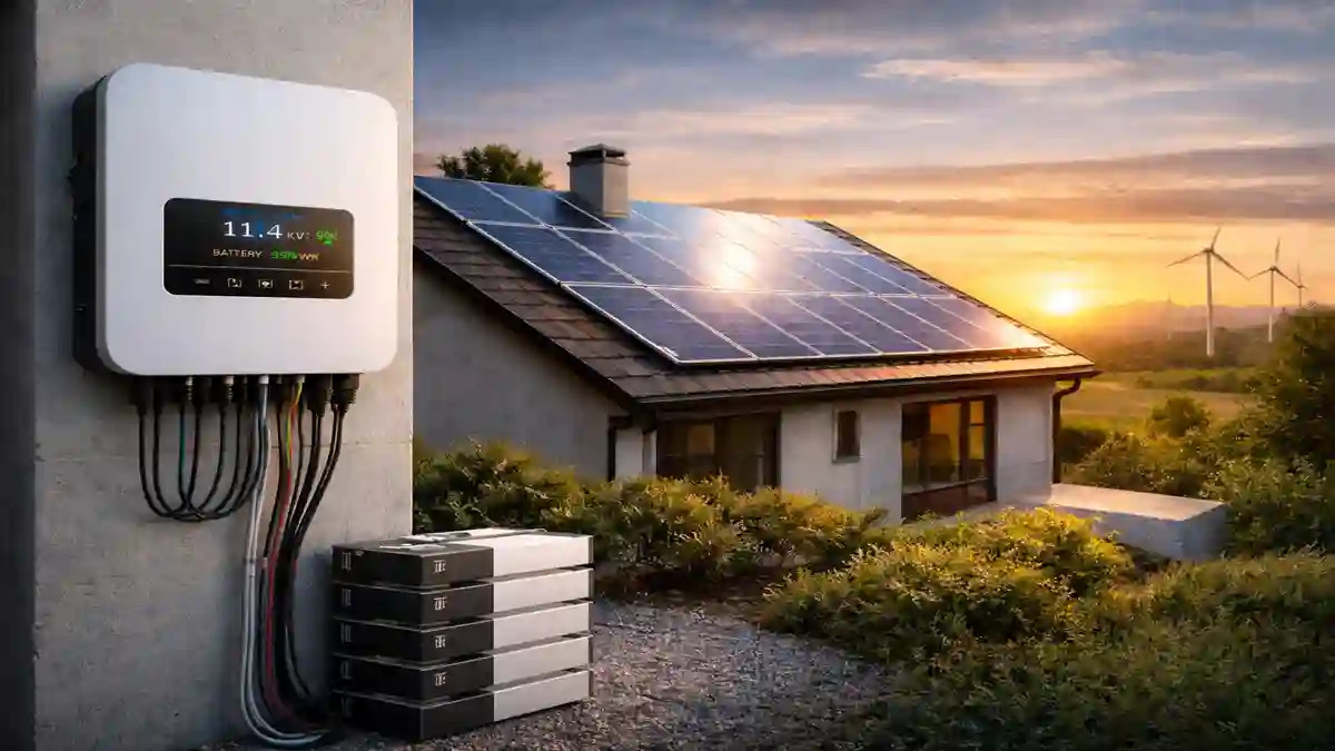 Hybrid inverter with battery storage system for solar energy backup