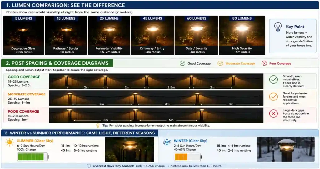 Solar Fence Post Lights Lumens: