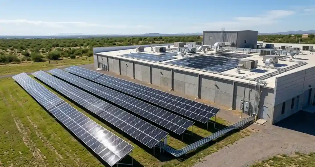 Compare ground mount vs roof mount solar energy production with an optimally oriented ground-mounted array and a rooftop solar installation.