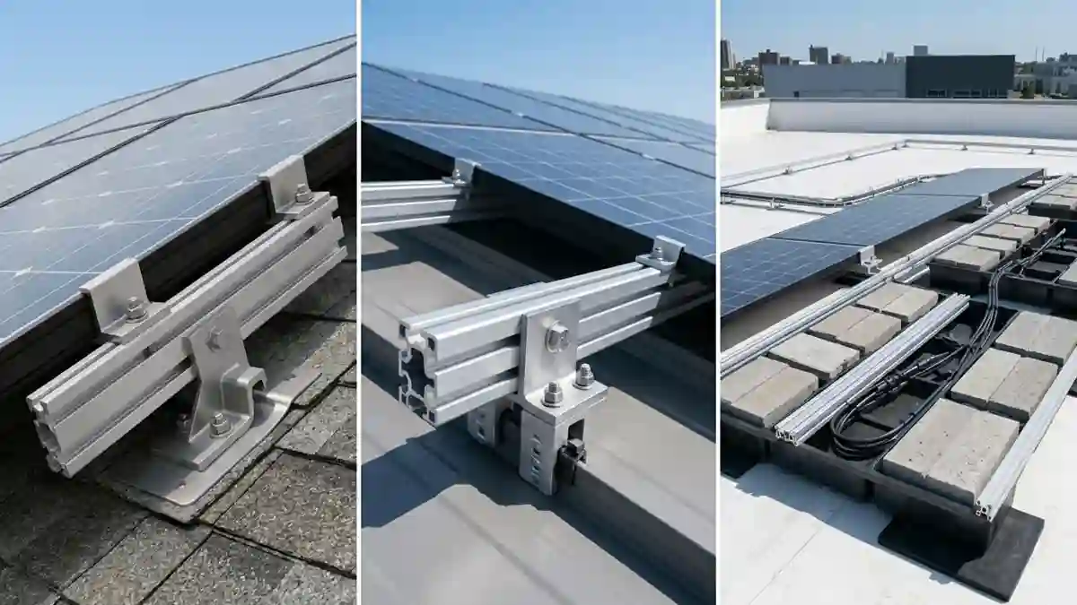 Roof Solar Panel Mounting Brackets for asphalt shingle, standing seam metal, and flat TPO roofs
