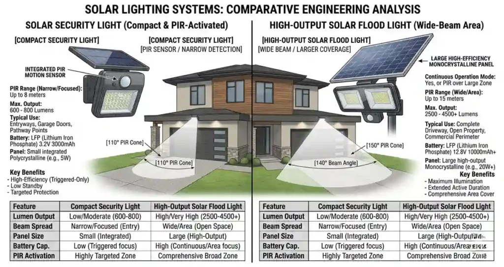 Working principle of solar security camera light with solar panel battery LED and camera system
