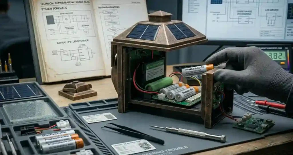Replacing rechargeable NiMH batteries in a solar lantern using matching replacement cells