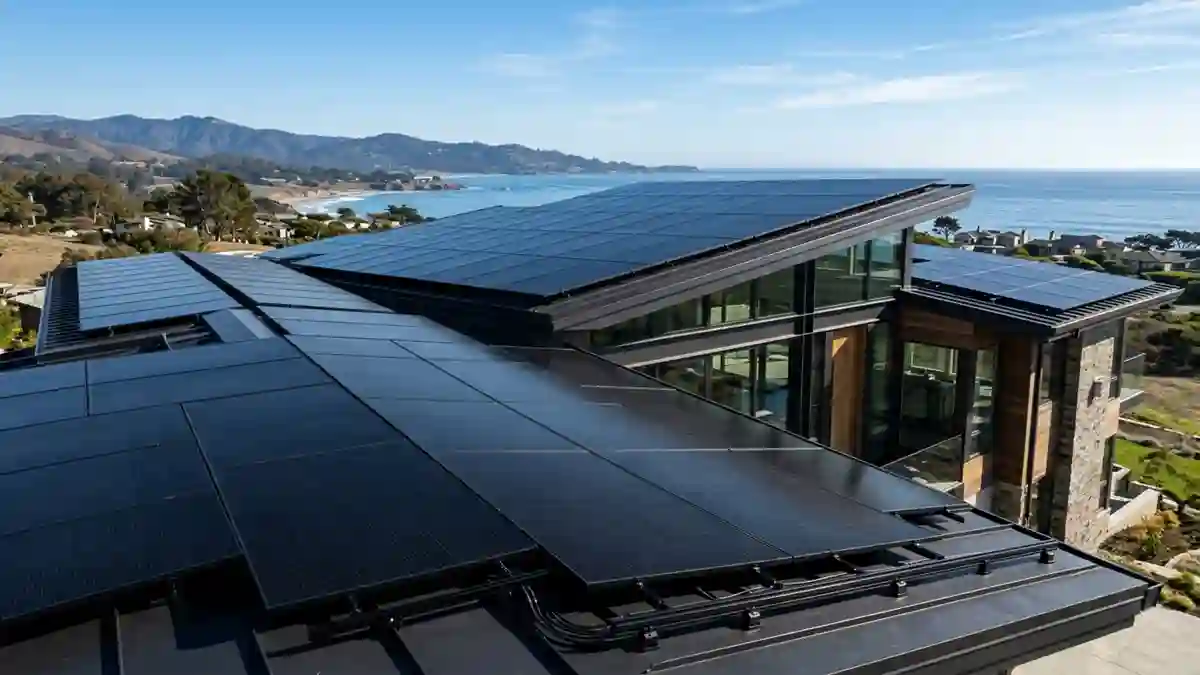 ABC solar panels installed on a premium residential rooftop with seamlessABC (all back contact) solar panel