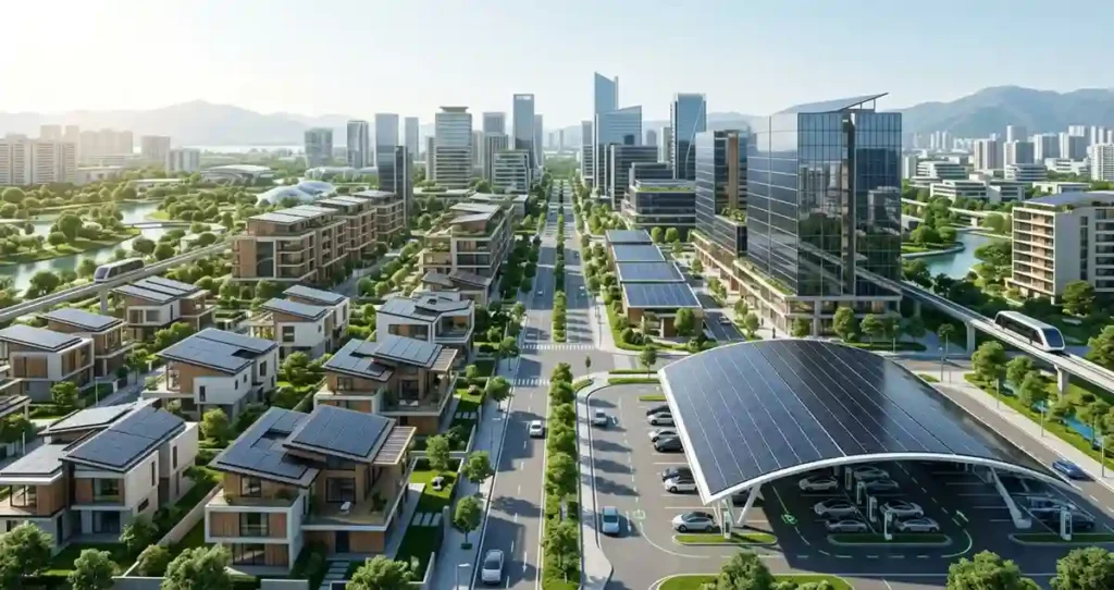 Future applications of ABC solar panels integrated into buildings, electric vehicles, and smart energy infrastructure.