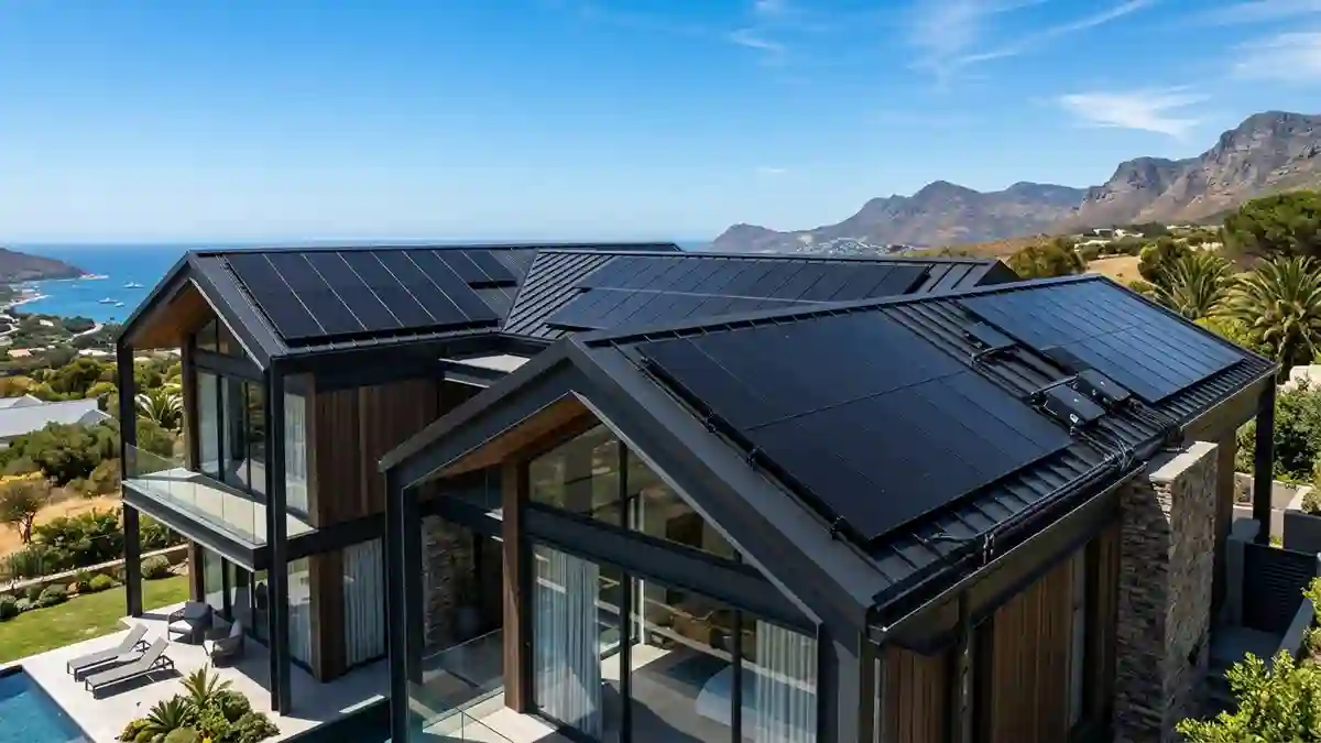 IBC solar panels installed on a modern residential rooftop with an all-black back-contact design.