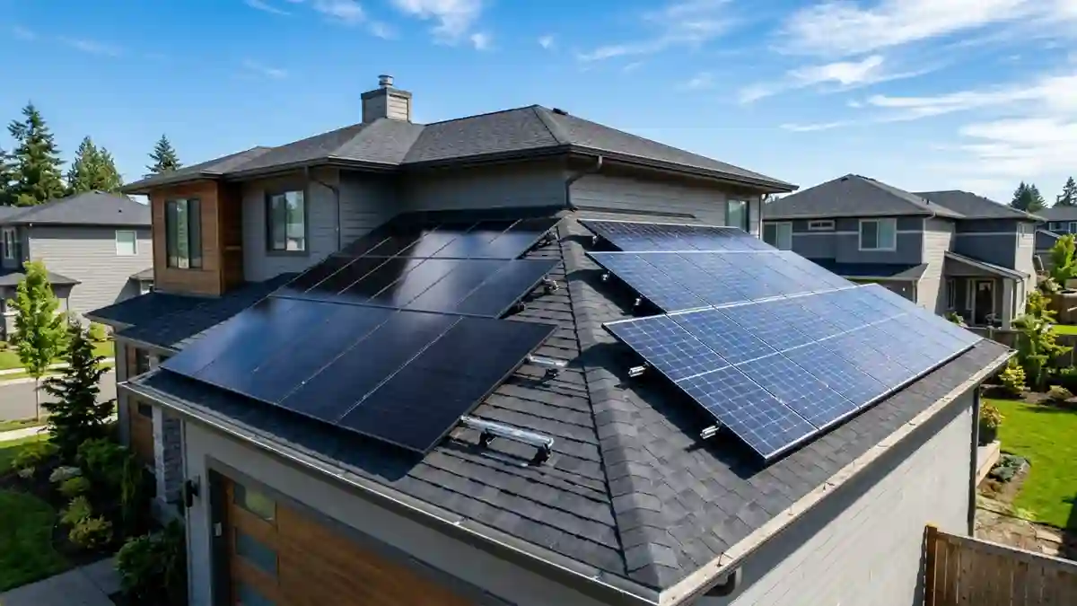 N-Type vs P-Type solar panels installed on a residential rooftop.