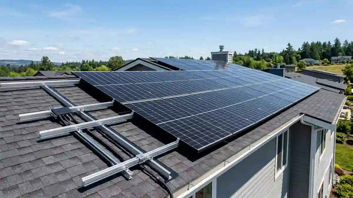 PERC solar panel installed on a modern residential rooftop under bright sunlight.