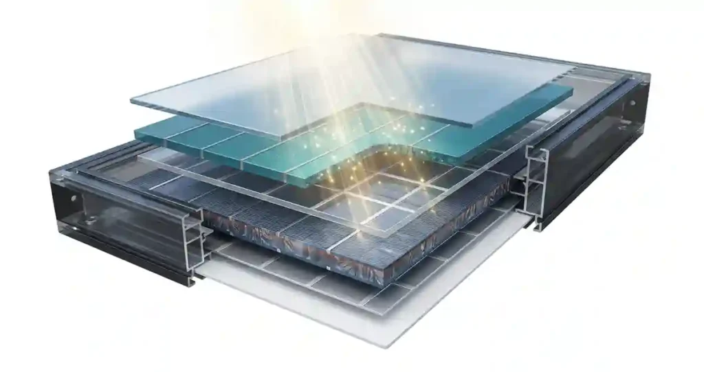 Internal structure of a tandem solar panels