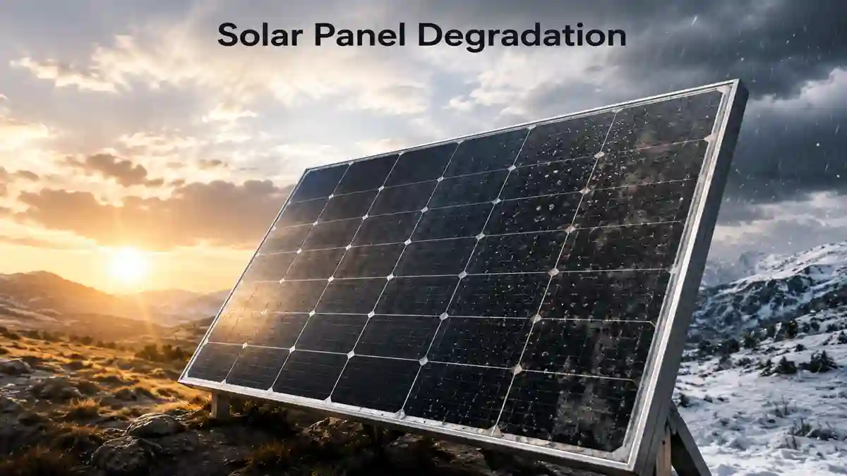 Solar Panel Degradation showing long-term photovoltaic power decline.