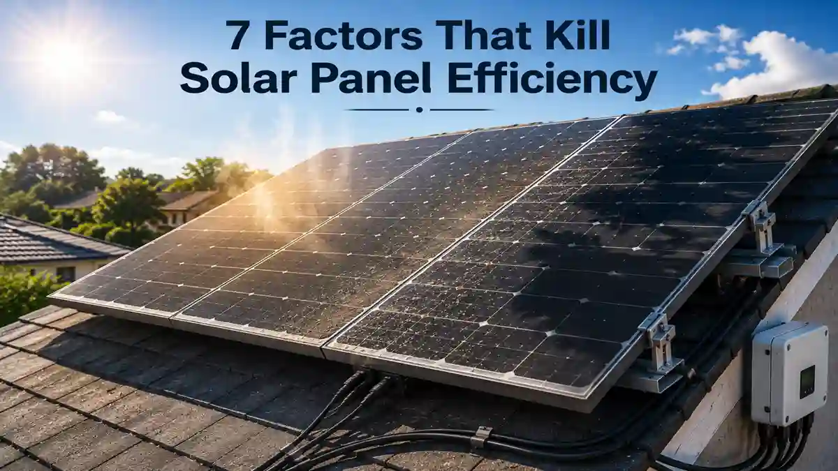 Solar Panel Efficiency affected by real-world temperature, shading, soiling and other operating conditions.
