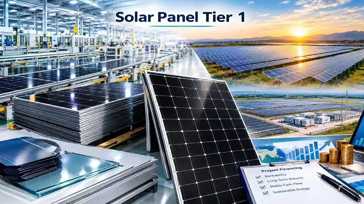 Solar Panel Tier 1 manufacturer bankability and photovoltaic production visualization.