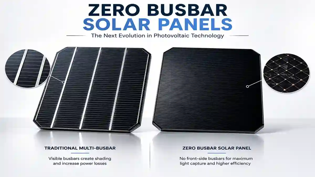 Zero Busbar Solar Panels compared with traditional multi-busbar photovoltaic solar cells.