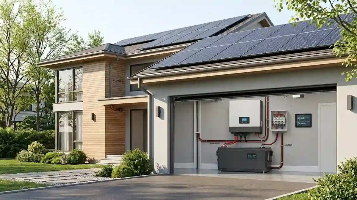 LiFePO4 batteries for solar energy storage at a modern home