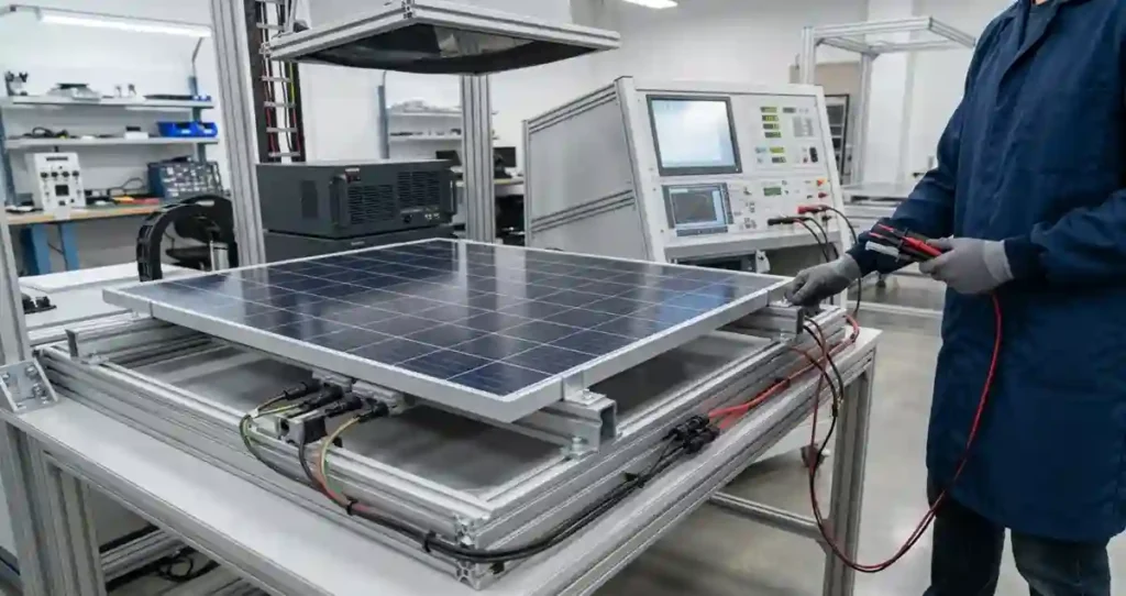 Solar panel power tolerance verified through flash testing