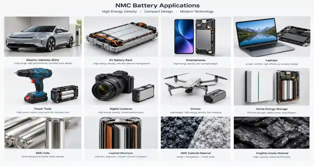 NMC battery applications in electric vehicles electronics and power tools