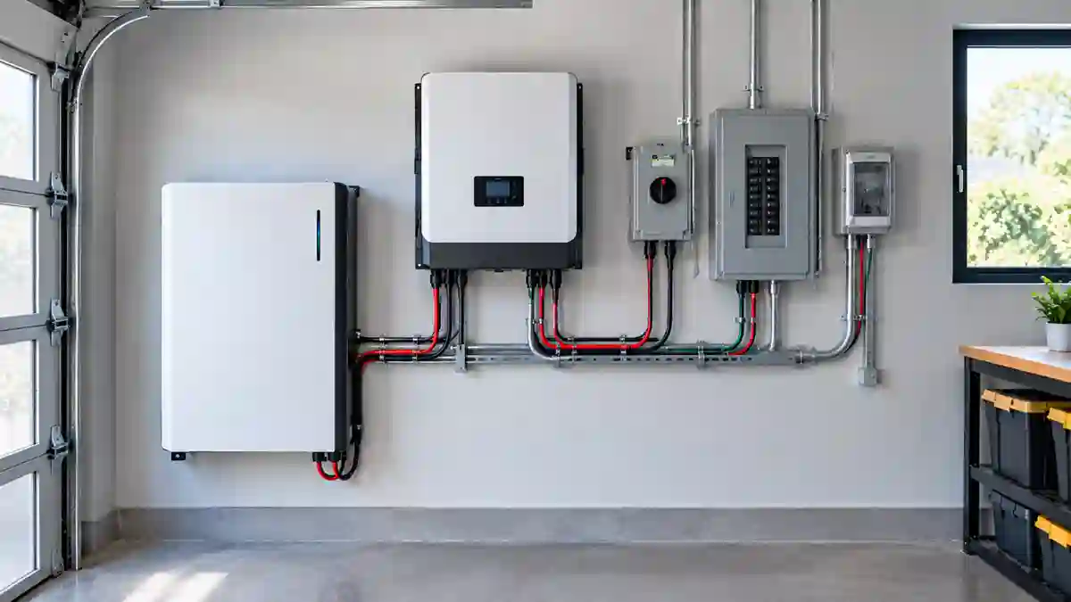 Solar battery installation with LiFePO4 battery and hybrid inverter